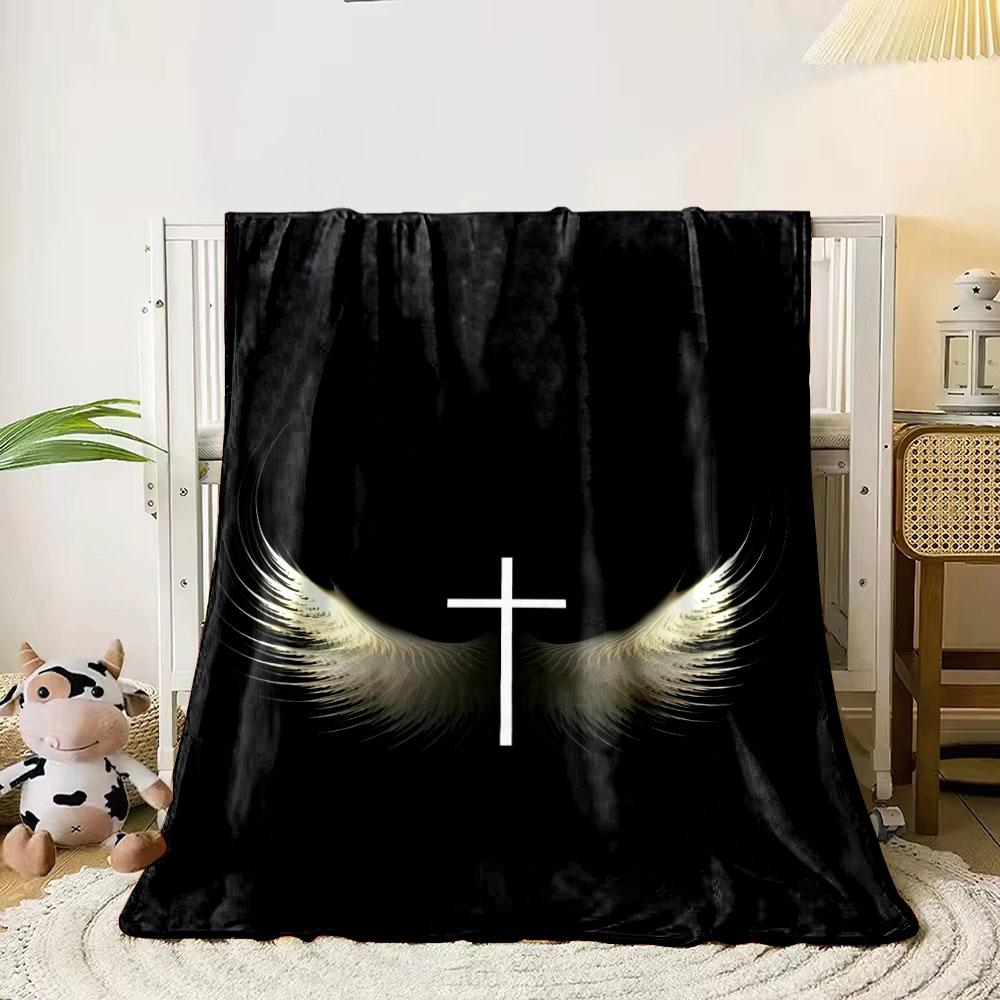 Cross Wings Blanket Printed Blanket for Living Room Bed Couch lunch break Soft Cozy Blanket for Friend's festival Gift