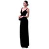 [With chest pad] Design halter split suspender dress summer French slim black dress long dress women