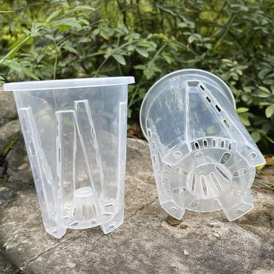 Ghiveci Transparent pentru Orhidee, Ghiveci pentru Plante cu Găuri de Drenaj, Ghiveci pentru Flori Phalaenopsis cu Coloană de Aer, Previne Putrezirea Rădăcinilor pentru Plante de Casă Mici, Răsaduri