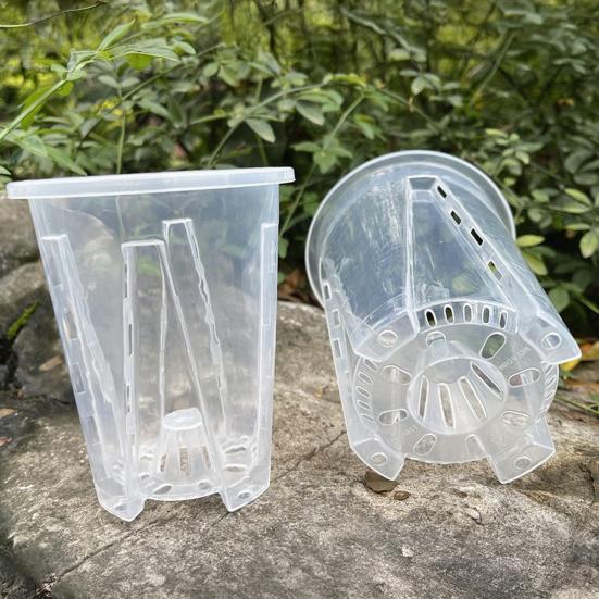 Vaso Transparente para Orquídeas Vaso de Planta com Furos de Drenagem Vaso de Flor Phalaenopsis com Coluna de Ar Previne o Apodrecimento das Raízes para Pequenas Plantas de Casa Mudas