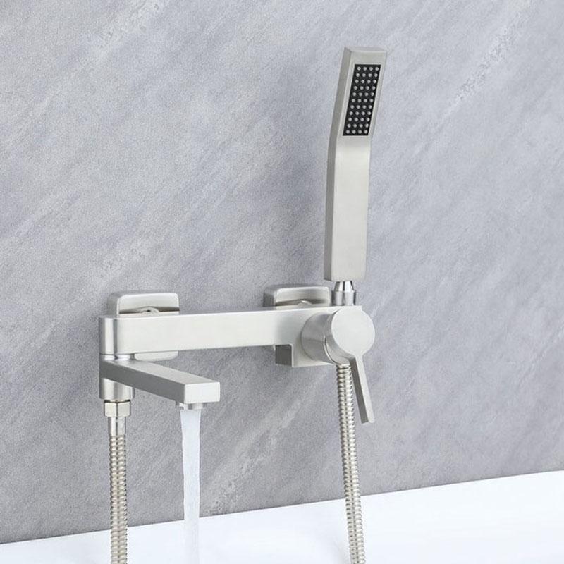 304 Stainless Steel Bathroom Shower Faucet Set Wall Mount Cold Hot Water Mixer Tap Bathroom Bathtub Faucet with Hand Shower