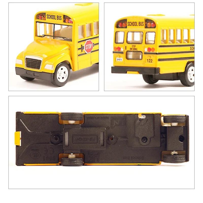 1/36 Scale 5'' School Bus Toy Car For Children RMZ CiTY Classical Diecast Miniature Vehicle Model Pull Back Collection Gift For Boys