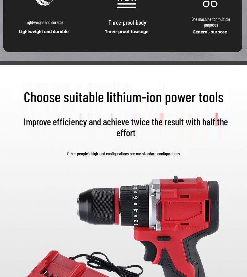 Multi-functional Brushless Pistol Drill – High Power Impact with Lithium Battery