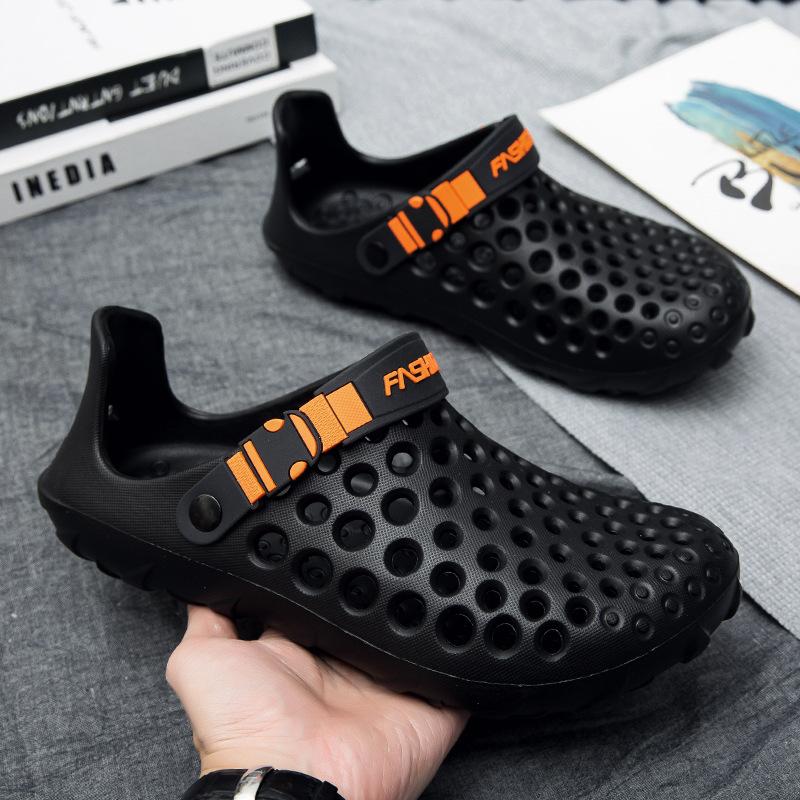 

Men s shoes 2025 summer new men s casual hole shoes wear-resistant breathable beach shoes soft-soled outdoor driving sandals 40 чёрный