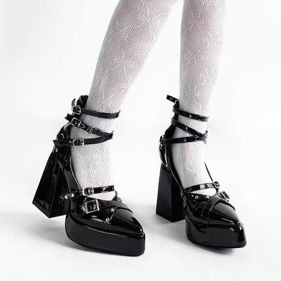 Damskie Czółenka Nowe Buty Mary Jane z Okrągłym Noskiem Platforma Obcasy Damskie Seksowne Obcasy Blokowe Luksusowe Buty Ślubne Panny Młodej Zapatos De Mujer