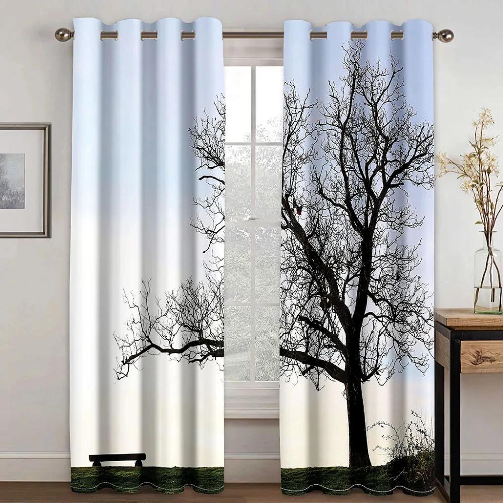 Pretty Purple Lily Print Room Curtains Thin Window Curtain Kitchen Bedroom Living Room Outdoor Fabric Decor Kids Curtain 2Panels