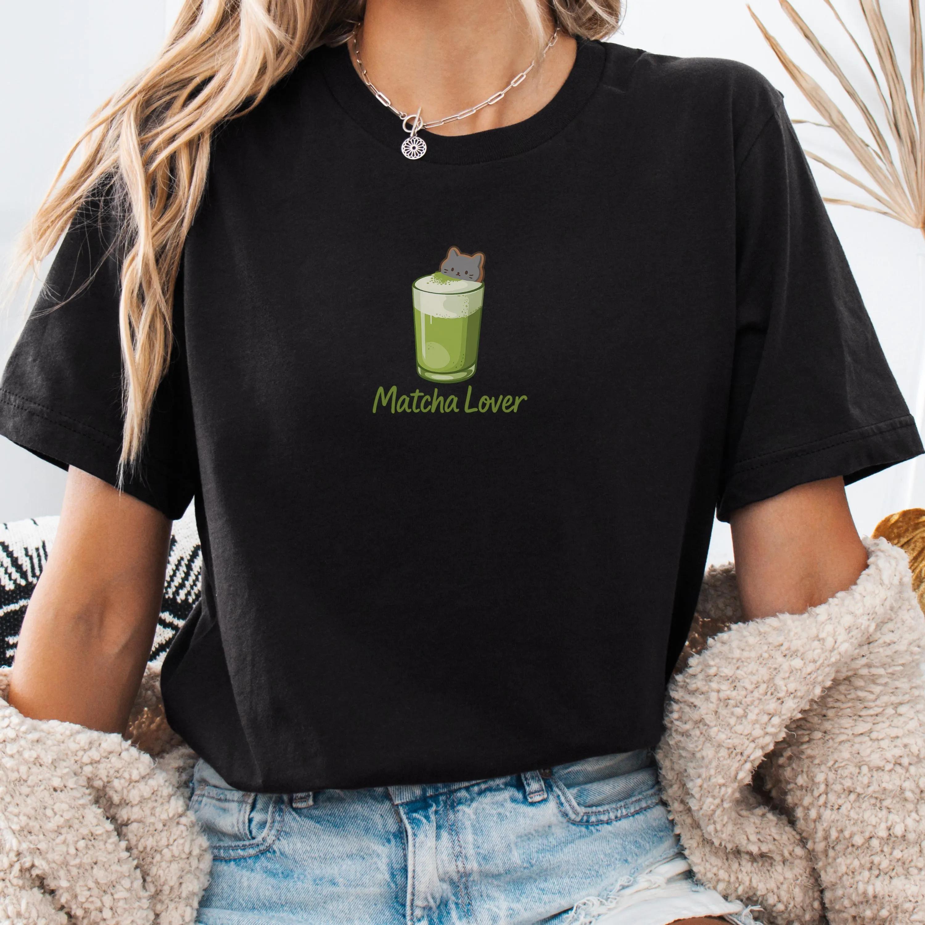 

Plus Size Womens Matcha Cat Graphic TShirt Pure Cotton Breathable Stylish Versatile Street Style Oversized XL