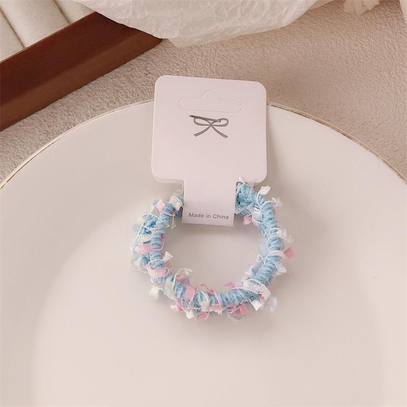 Colorful Candy Floss Hair Ties Spring Autumn Winter Versatile Elastic Hair Bands for Girls Kids Cute Ball Headbands