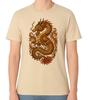 Goldener Drache Kunst Unisex Grafik-T-Shirt Asiatische Mythologie Tattoo-Stil Tee