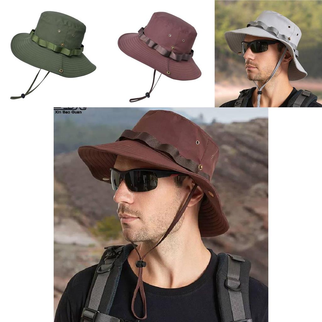 Mens Sun Protection Fisherman Hat With Large Brim And Breathable Nylon For Outdoor Activities