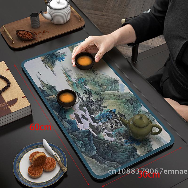 hinese-Style Tea Flag High-End Long Tablecloth Absorbent Quick-Drying Wash-Free Tea Towel for Home Use