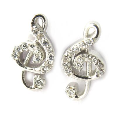 [M7054] - White Silver 'Clé De Tre' Earrings