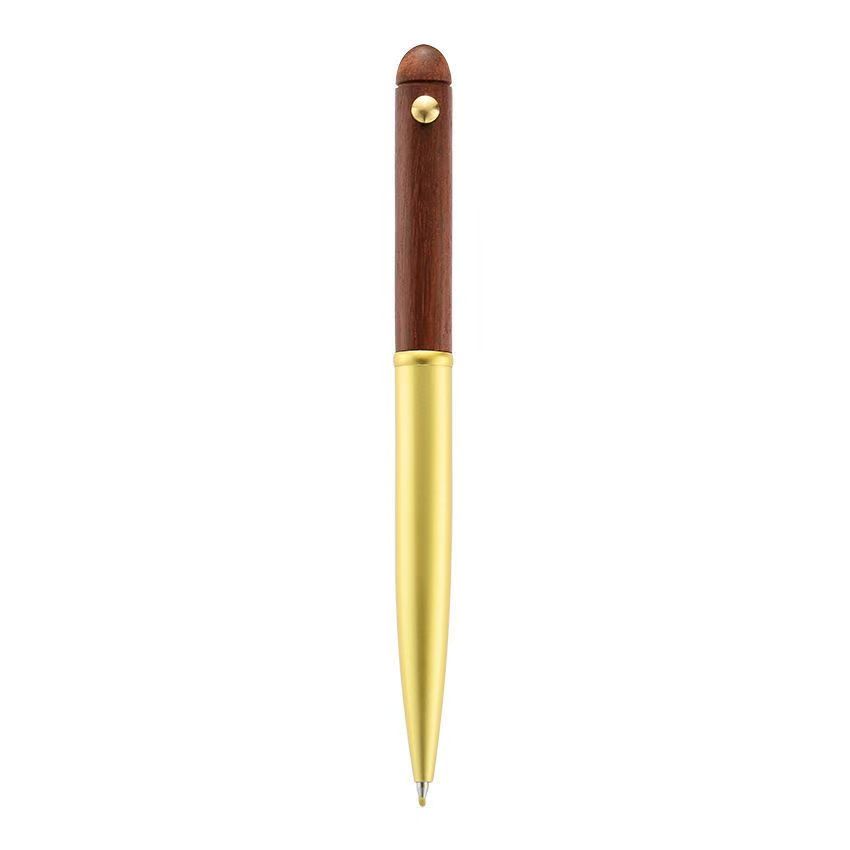 Sandalwood Metal Pen Set Antique Brass Ball Pen Wooden Holder Office Supplies
