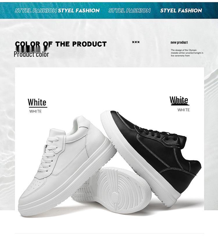 Spring Men's 10cm Height-Boosting Casual White Board Shoes: Comfortable & Versatile