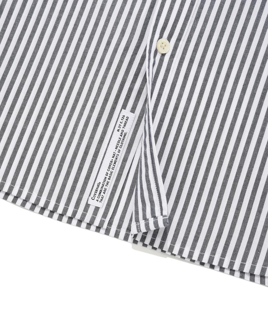 COVERNAT Whale Logo Stripe Half Shirt Navy
