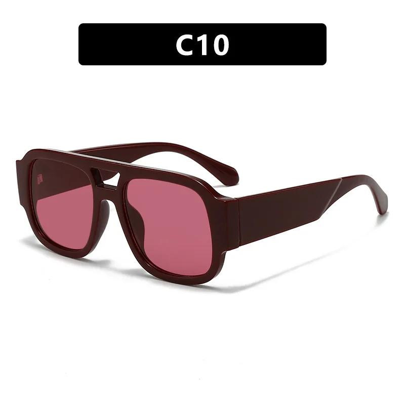 Fashion Red Color Women Double Bridges Square Sunglasses Retro Wide Legs Men Sun Glasses Driving Hiking Shades UV400