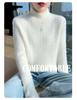 Women's Loose Cable Knit Cashmere Sweater - Double-Ply Wool, Double-Layer Collar, Base Layer for Autumn/Winter