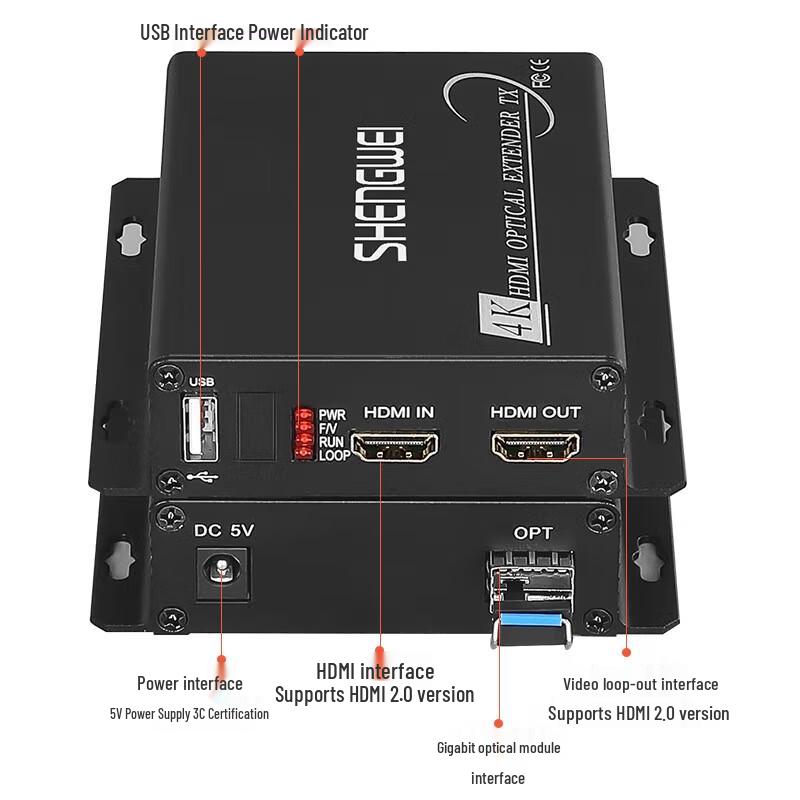 Shengwei 4K HDMI USB Fiber Optic Extender