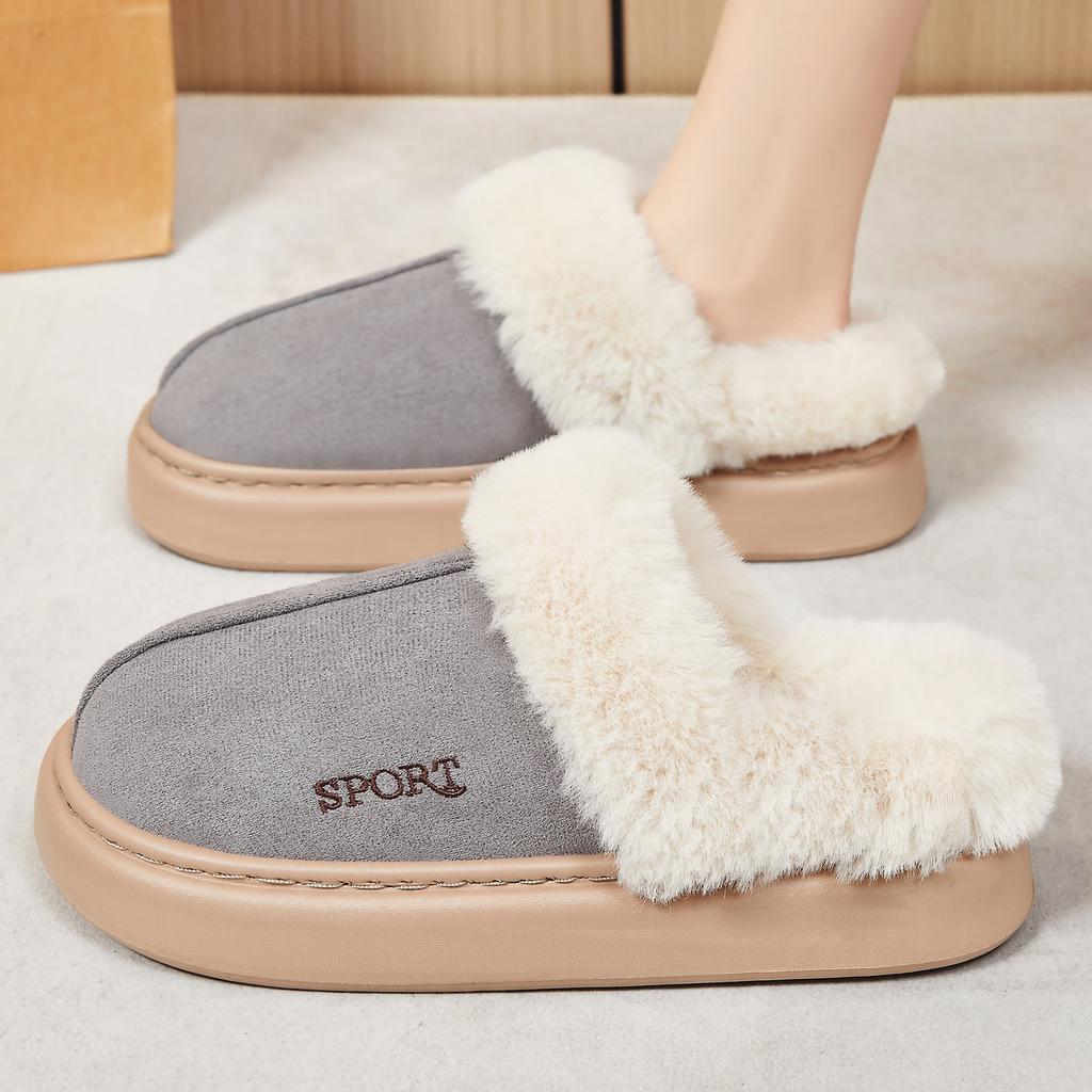 Fashion Platform Fluffy Slippers Women House Flats Fashion Plush Winter Designer Shoes Ladies Home Elegant Casual Footwear Large Size
