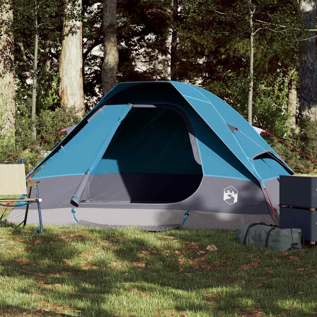 Dome Camping Tent for 2 Persons Blue Waterproof