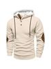 Herfst Nieuw Heren Casual Getextureerd Hoodie met Knoopsluiting & Elleboogstukken Mode Sportkleding Heren Bovenkleding