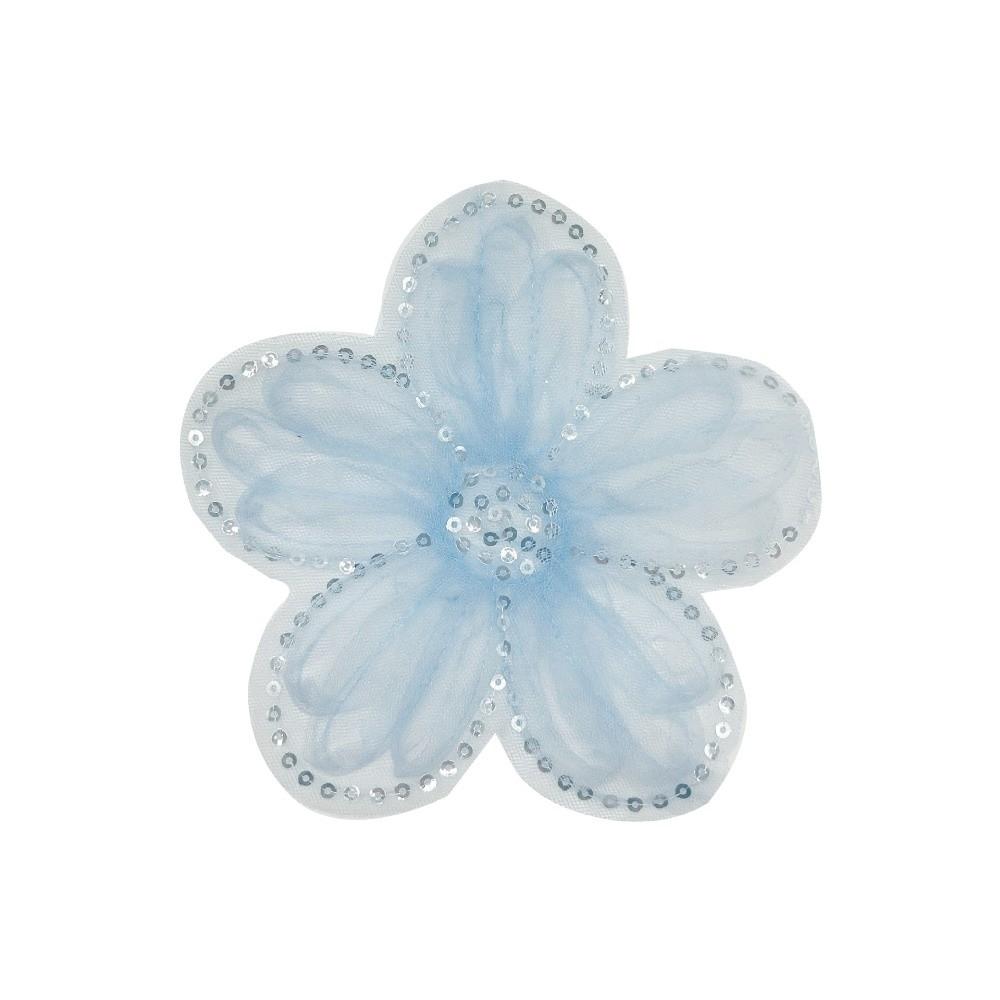 

Mesh Lace Sequined 3D Organza Flowers Flower Bead Corsage Organza Floral Patch 3D Organza Applique Clothing DIY Accessories синий