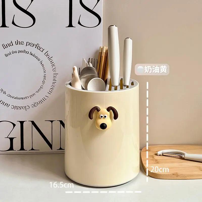 Kitchen rotating storage knife holder, multifunctional chopsticks and spoons for household use, cute decoration