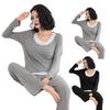 Two Piece Modal Pajamas Set for Women Long Sleeve Top And Pants Sleepwear with Built-in Bra Casual Loungewear Pjs Set