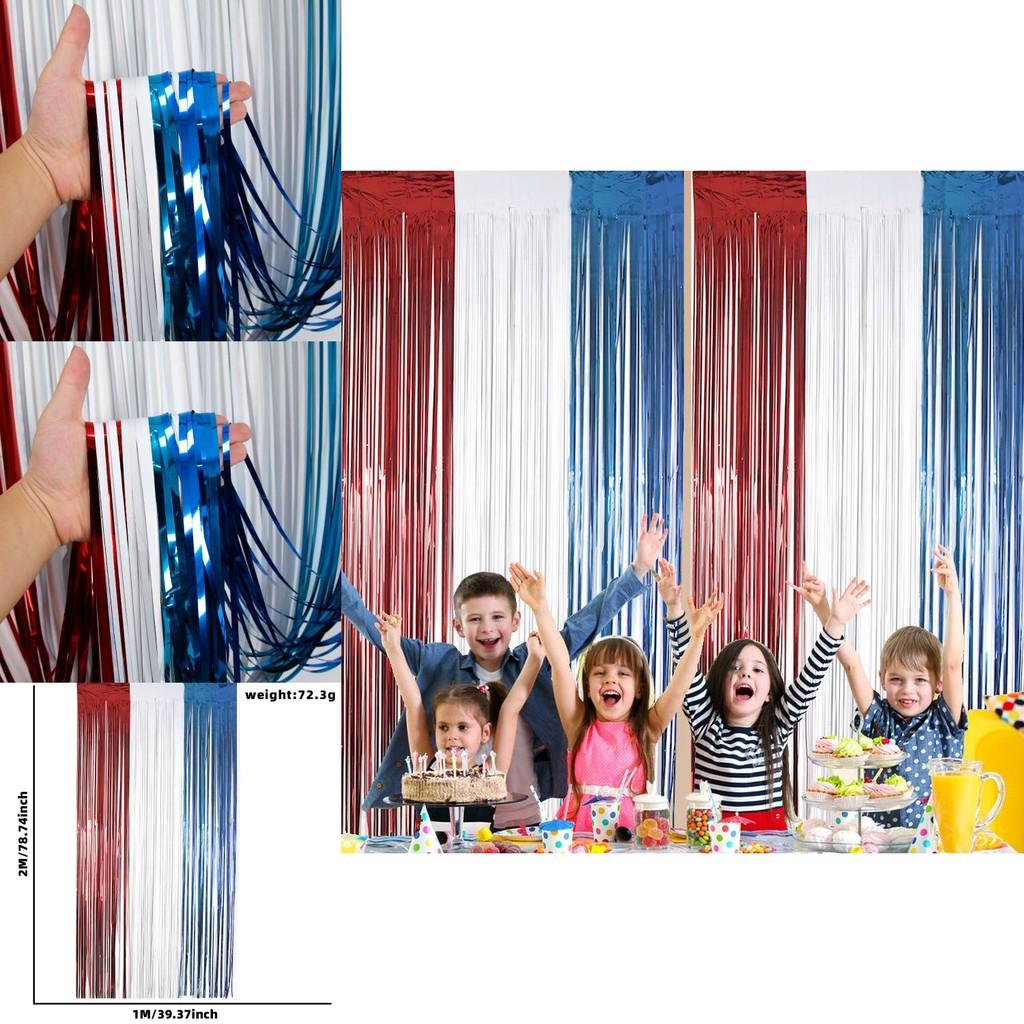 Red White Bright And Blue Independence Day Decorative Streamer Curtains For Atmosphere Party