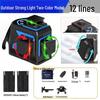 12-Line High Precision Infrared Laser Level for Outdoor Woodworking - Red/Green Light