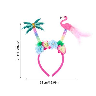 1 Stück Hawaii-Party-Haarreifen-Set enthält Palmenblatt-Kopfschmuck Flamingo-Party Glitzer-Kopfaccessoires Ananas-Party-Haarreifen