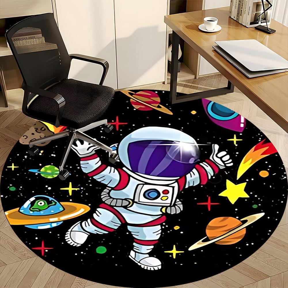 1pc Astronaut Galaxy Office Round Area Rug, Under Office Chairs Bedroom Living Room Home Decor, Room Deco