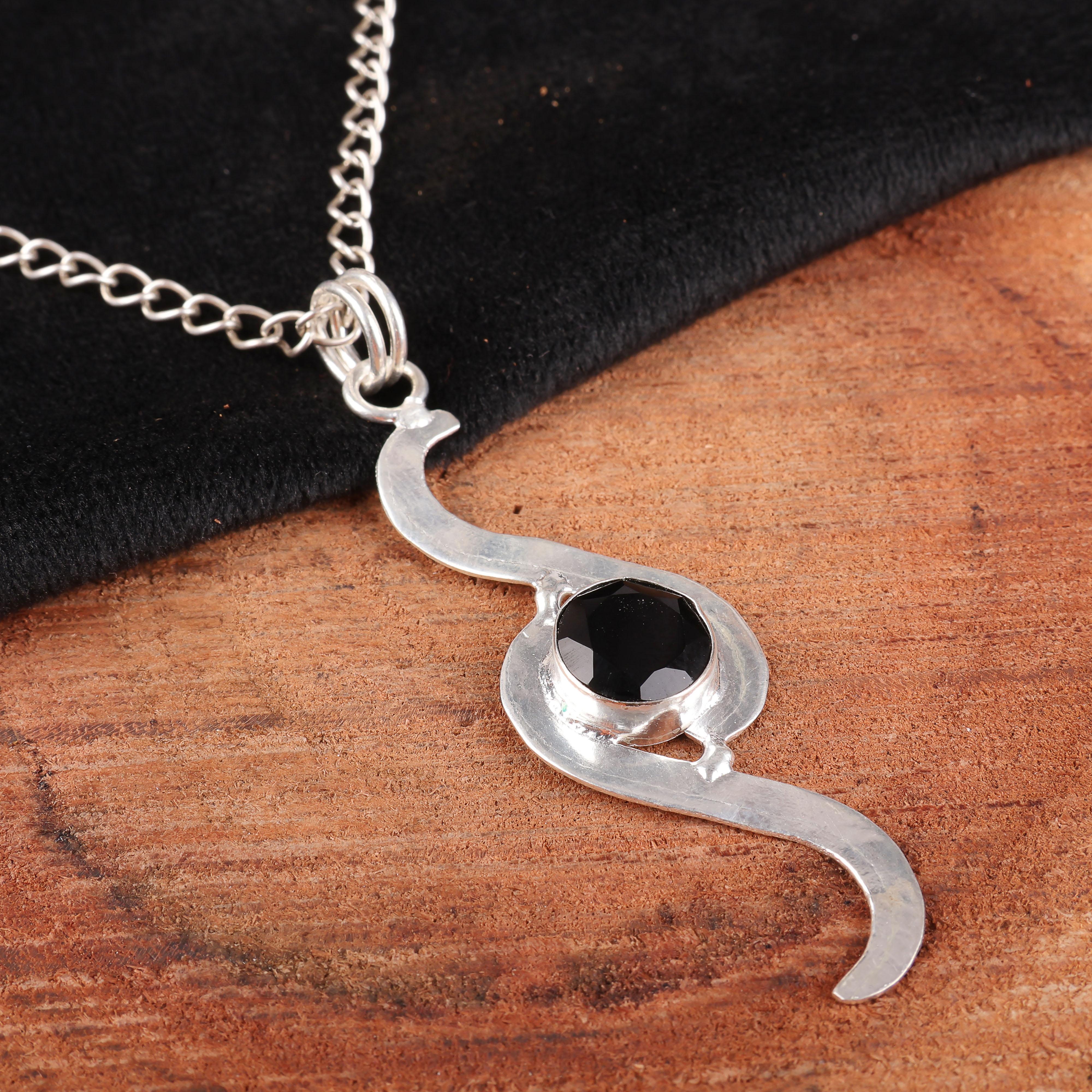 

Ювелирные изделия из черного оникса, кулон из стерлингового серебра 925 пробы, ювелирные изделия ручной работы с драгоценными камнями, подарки для жены, абсолютно новый кулон 2.59 Inches чёрный