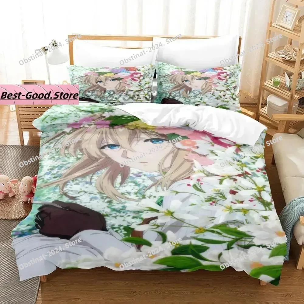 Violet Evergarden Beding Set Single Twin Ful Quen King-Sized Dimensionsd Dimensions Bed Linen Set Aldult Kid Bedrom Duvetcover Sets 3D Anime Bed Shet