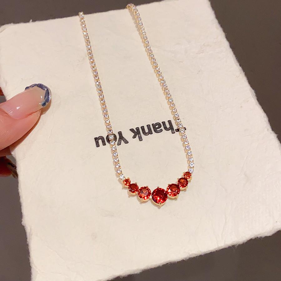 Geometric Zircon Pendant Necklace For Women With Elegant Lock Chain Fashion Jewelry