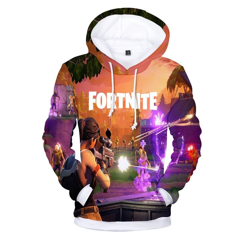 Fortnite Battle 3d Printed Hoodie Jacket Sweatshirt Spandex Material Round Neck Hip Hop Style