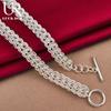 925 Sterling Silver Multi Circle Necklace Fashionable Wedding Jewelry