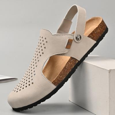 2026 Men Genuine Leather Shoes Men's Sandals Durable Handmade Stitching Close Toe Non Slip Shoes For Indoor Outdoor Beach
