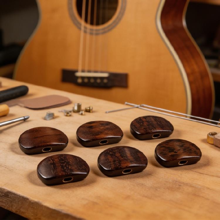 Wooden Guitar Tuner Parts, Set of 6 Button Handles for Guitar Owners and DIY Repair Maintenance Work Set Use Plan