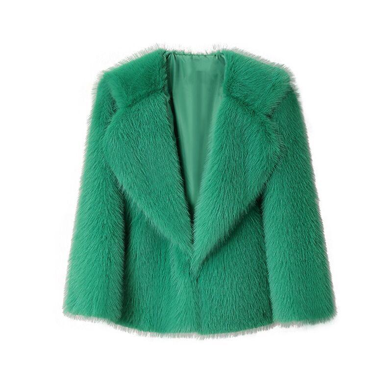 2025 Winter Women's Faux Fur Coat with Thickened Warmth and Suit Collar in European and American Style