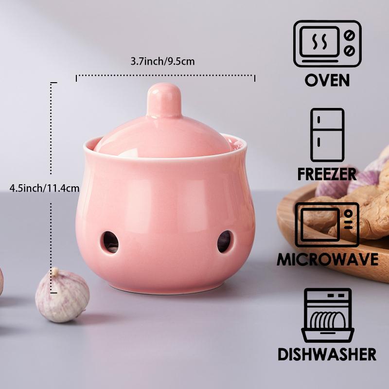 

1pc Kitchen Garlic Ginger Chili Hollow Ventilation Ceramic Storage Jar Mold proof and Moisture proof Sealing