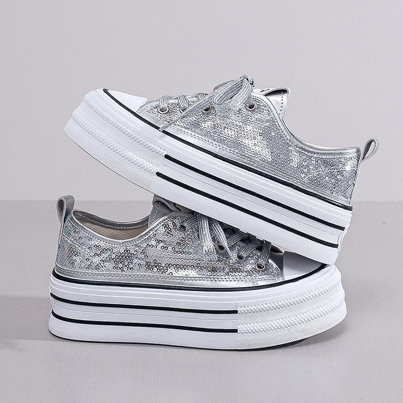 

Летние новые студенческие универсальные туфли на толстой подошве, повседневная обувь для весны и лета 40 серебряный