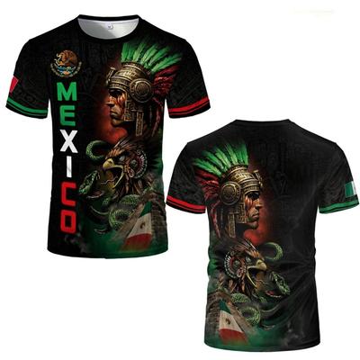 Mexican Constitution Day Pattern T-shirt Fashionable Mexican Flag and Emblem 3D Printed Top Summer Men's Casual Short Sleeve Sportswear