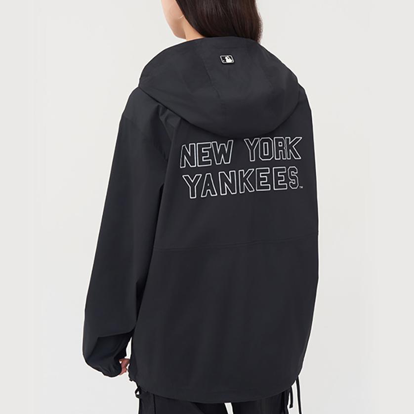 MLB Letter Logo Zip-Up Hoodie Jacket Unisex jackets Black 3AWJV0353-50BKS