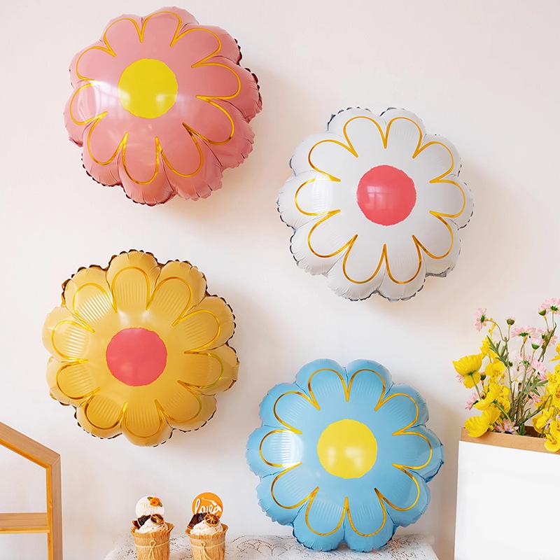 5pcs Matt Pink Candy Daisy Balloon Aluminum Foil Balloon Girl Baby Shower Birthday Party Wedding Decoration