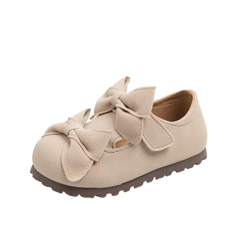 Korean Style Double Bow Princess Shoes Autumn New Style Girls Soft Bottom Non-slip Leather Shoes
