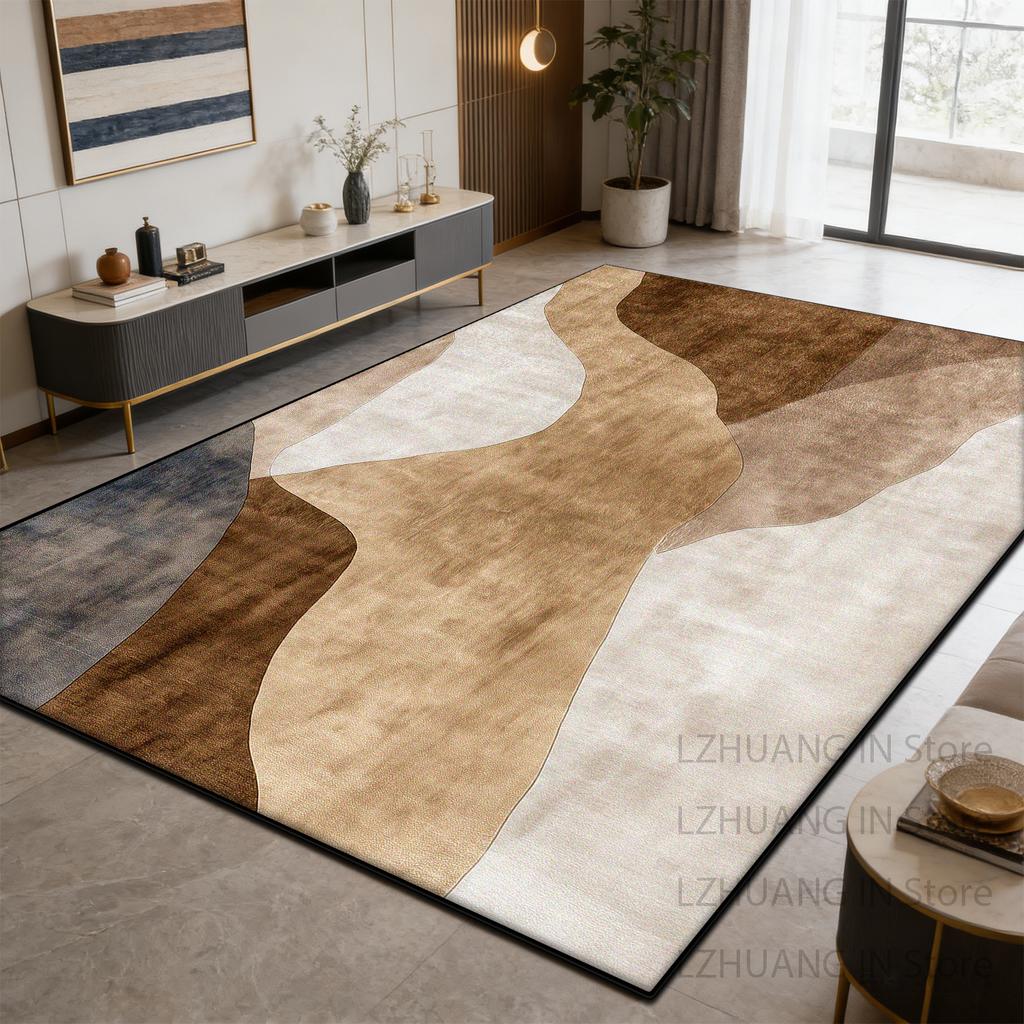 Warm Brown Rice White Modern Fluffy Living Room Rug Home Decoration Luxury Antiskid Carpet Large Area Easy Clean Soft Floor Mats
