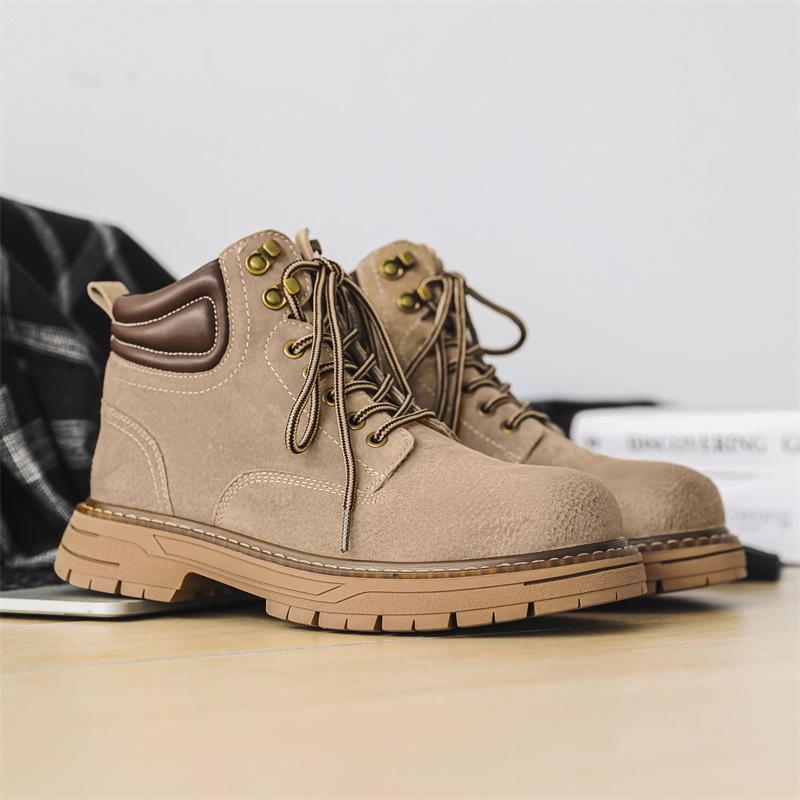 Martin boots leather autumn and winter new high-top rhubarb boots casual boots medium help raw boots tide