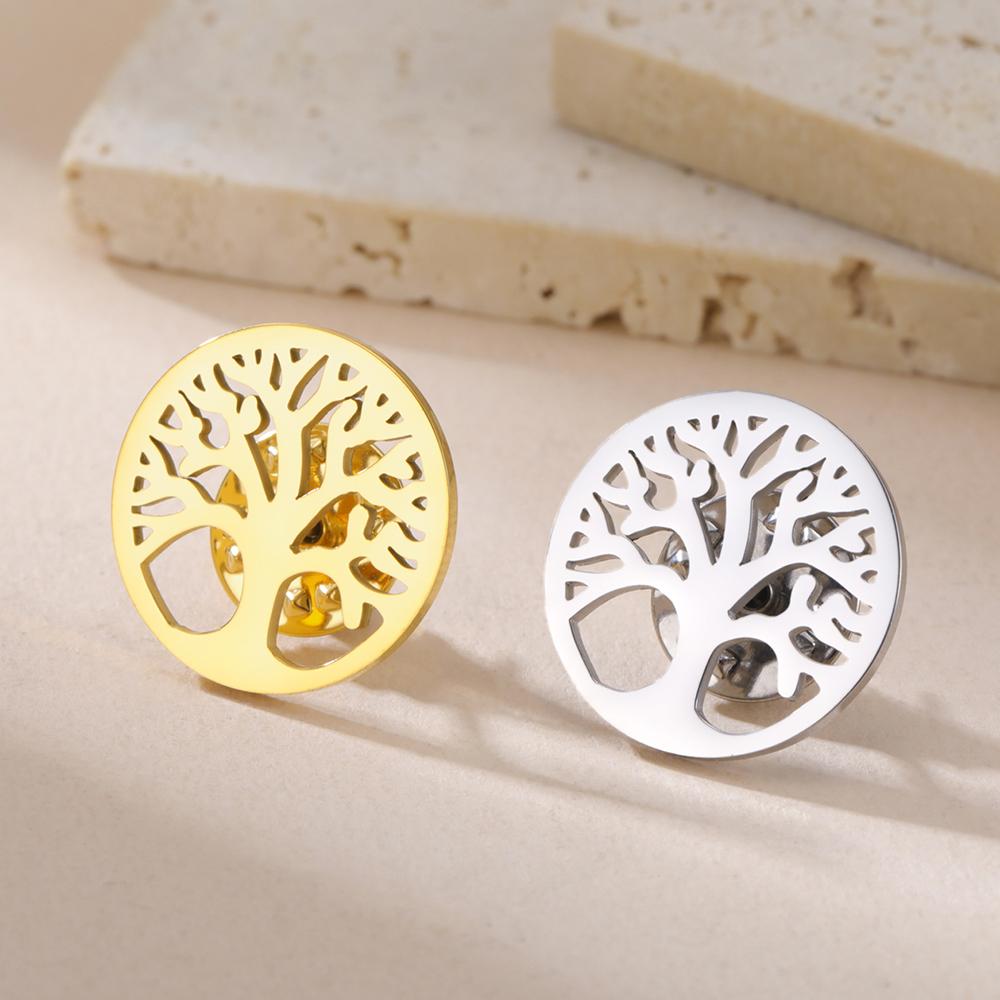 Dawapara Vintage Tree of Life Brooch Spiritual Symbol Strength Protection Talisman Lapel Pin Stainless Steel Accessories