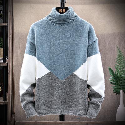Autumn and Winter Sweater Men High Neck Pullover Korean Youth Sweater Loose Personality Trend Sweater Trend